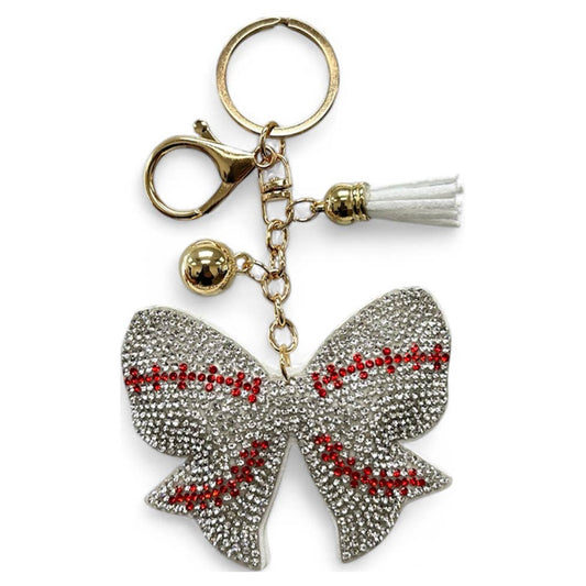 RHINESTONE BOW STRIPE ACCENT CHARM TASSEL ORNAM, KC471X 203