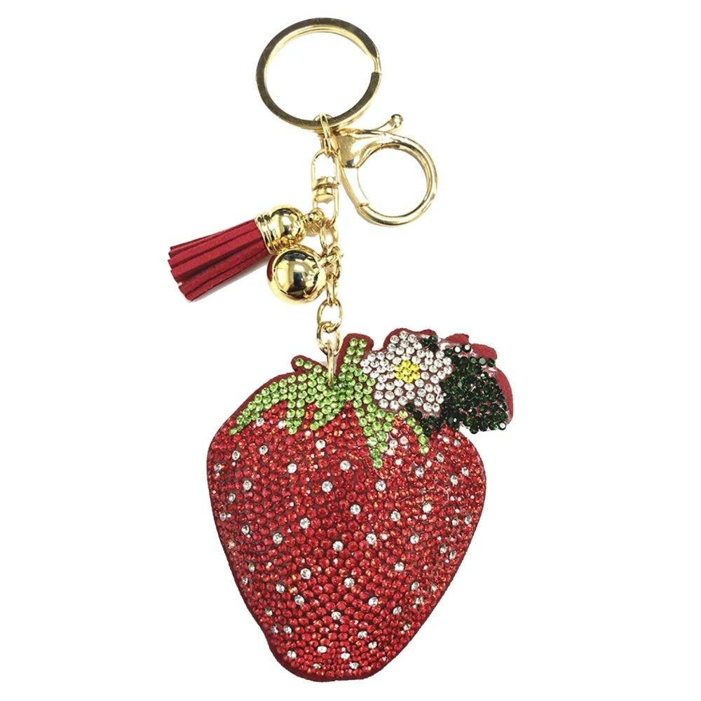 RHINESTONE STRAWBERRY KEYCHAIN, KC444X 304
