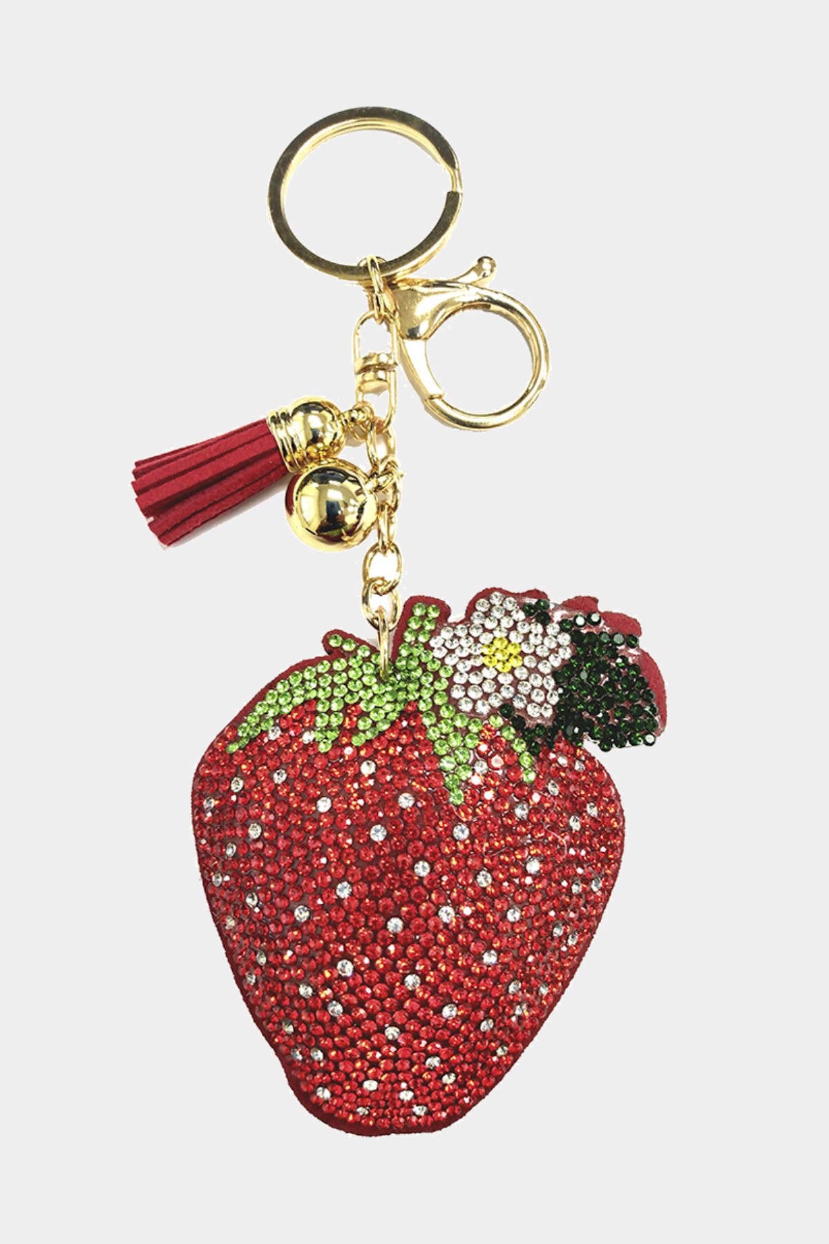 RHINESTONE STRAWBERRY KEYCHAIN, KC444X 304