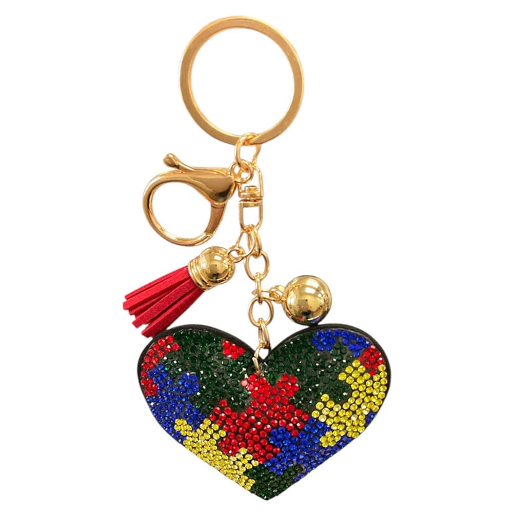 RHINESTONE HEART PUZZLE BAG CHARM KEYCHAIN WITH, KC471X 150