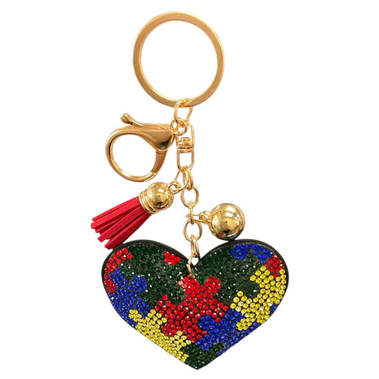 RHINESTONE HEART PUZZLE BAG CHARM KEYCHAIN WITH, KC471X 150