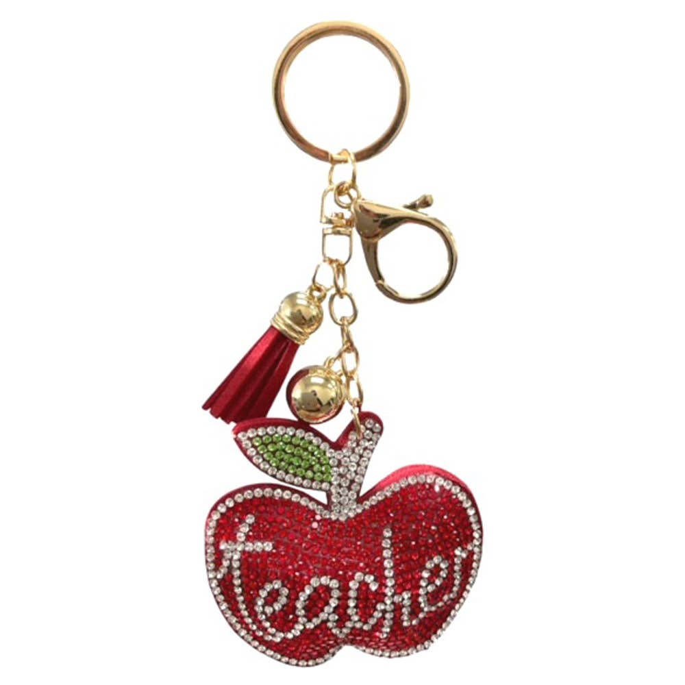 RHINESTONE APPLE TASSEL KEYCHAIN, KC471X 109