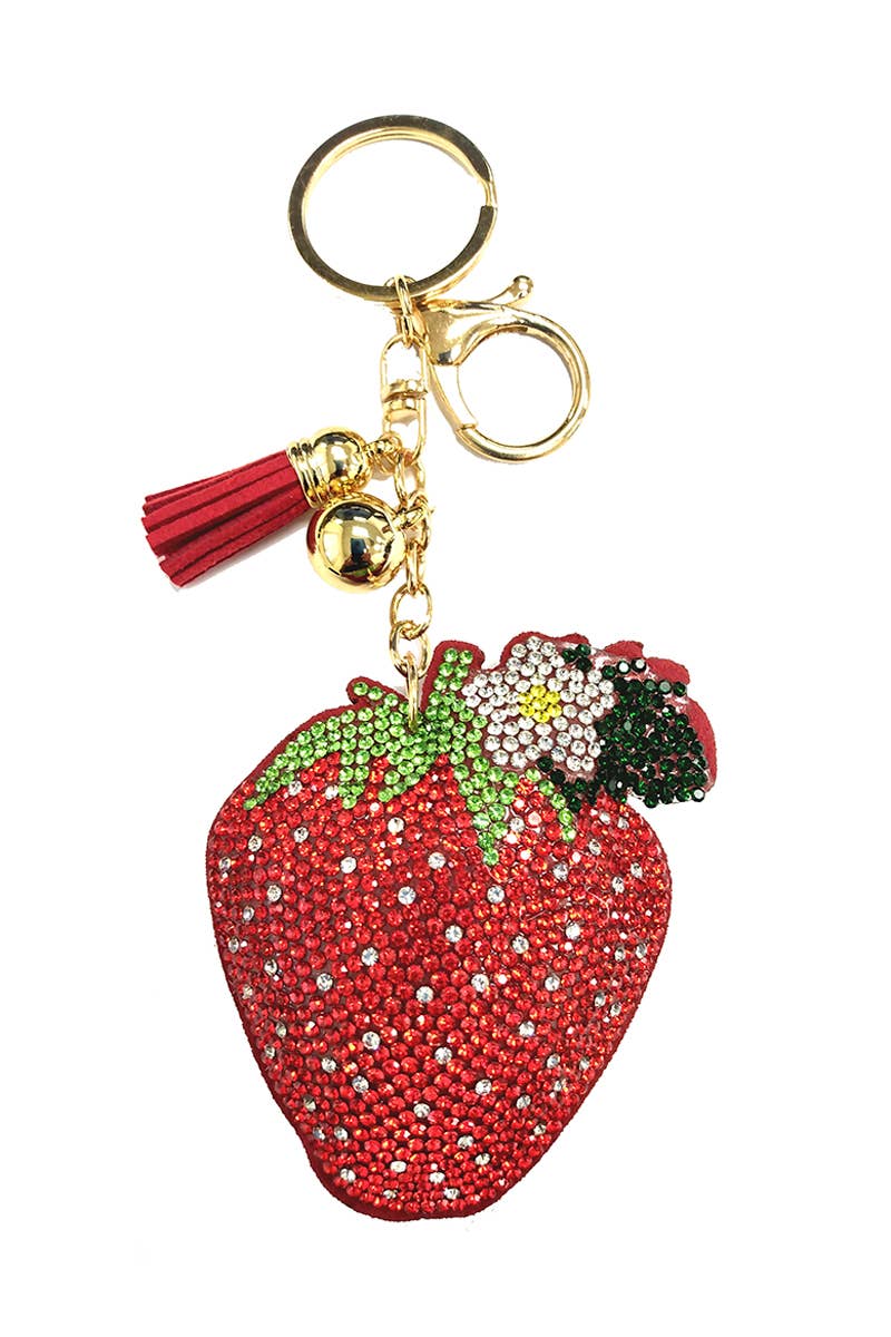 RHINESTONE STRAWBERRY KEYCHAIN, KC444X 304