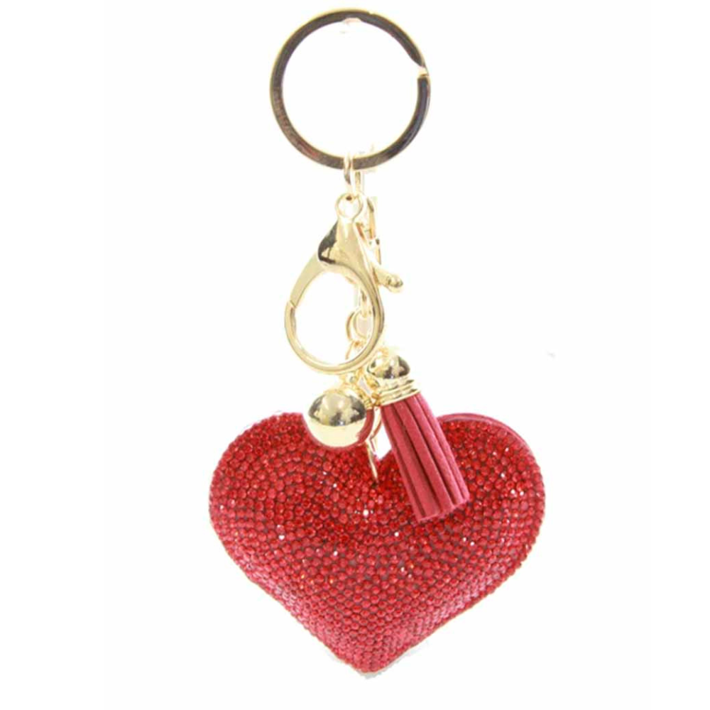 RHINESTONE HEART TASSEL KEYCHAIN, KC444X 010